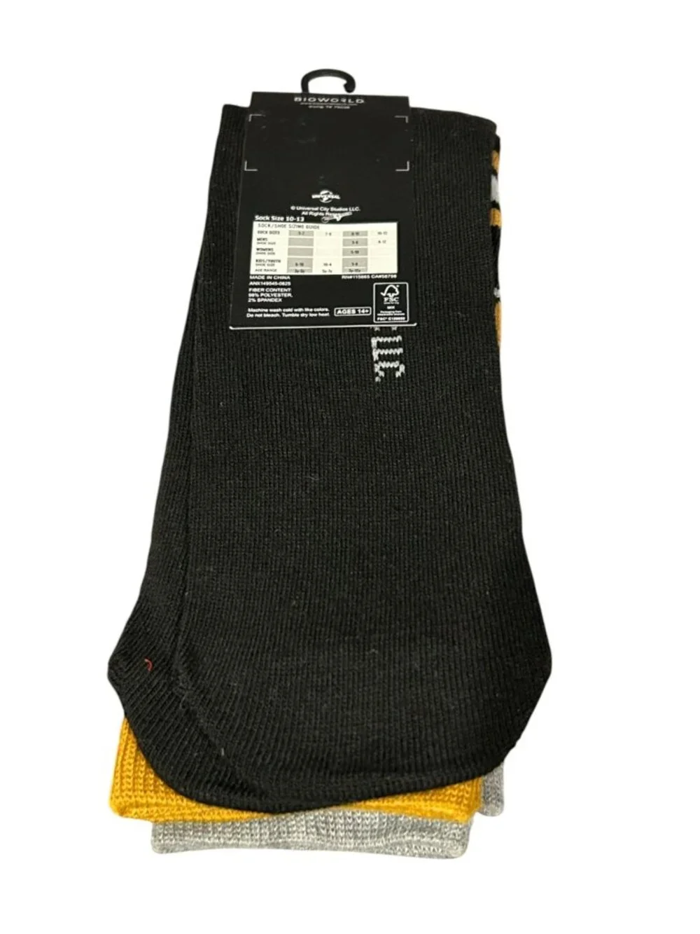 HAPPY GILMORE Men's Crew Socks Set of 2 Size 8-12 Hockey #18 Gray Black Gold